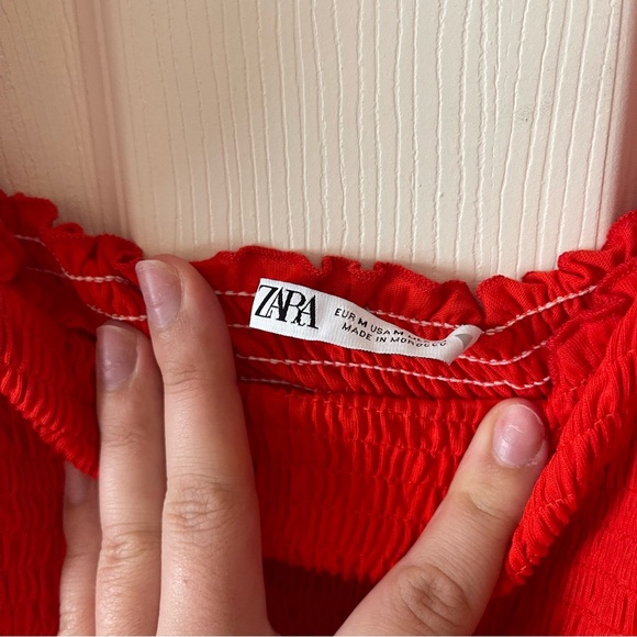 Zara red puff sleeve top - Picture 3 of 4